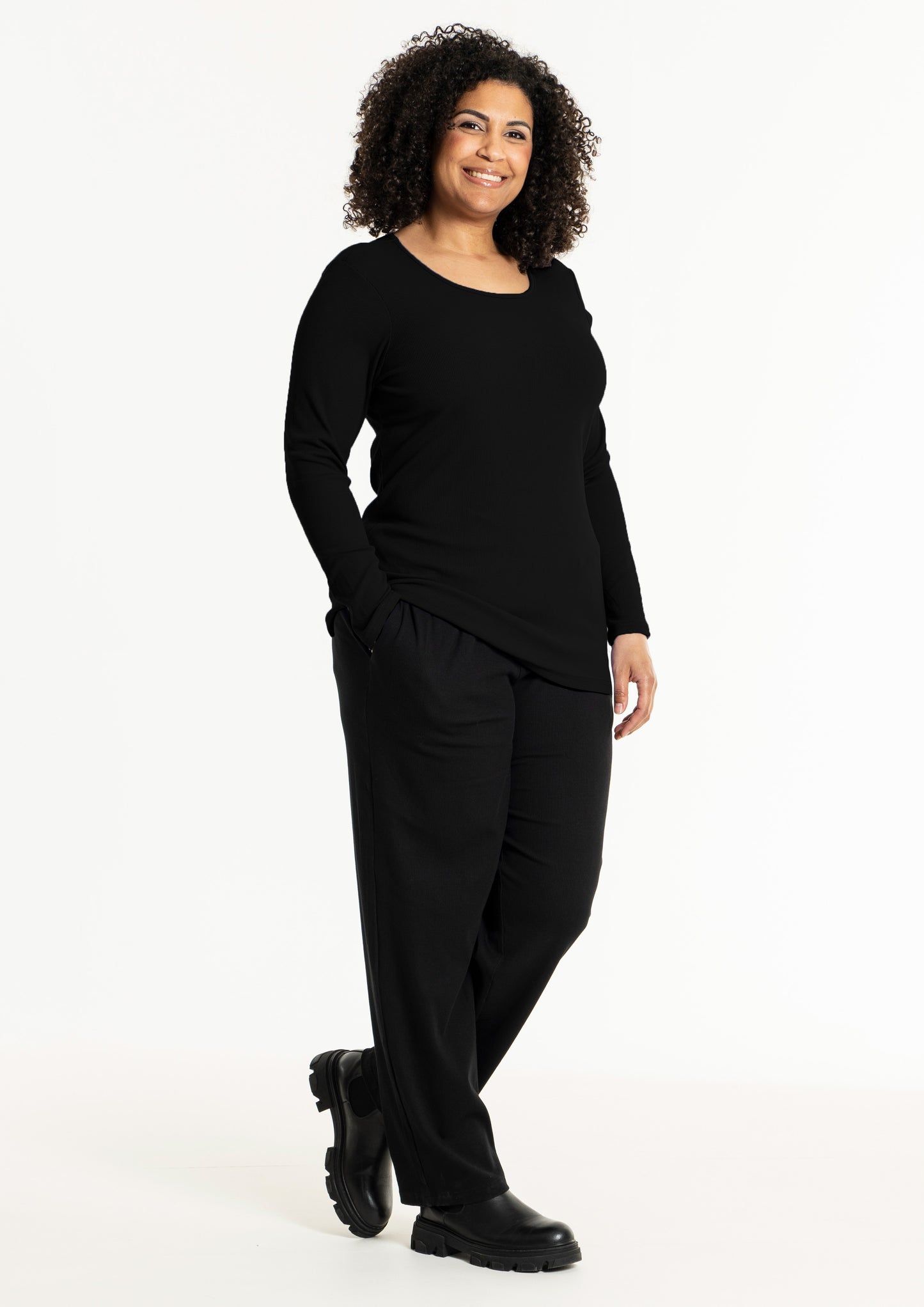 Studio SFlo rib blouse Blouse Black