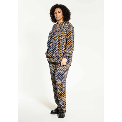 Studio Christine Trousers Trousers Blue with orange squares