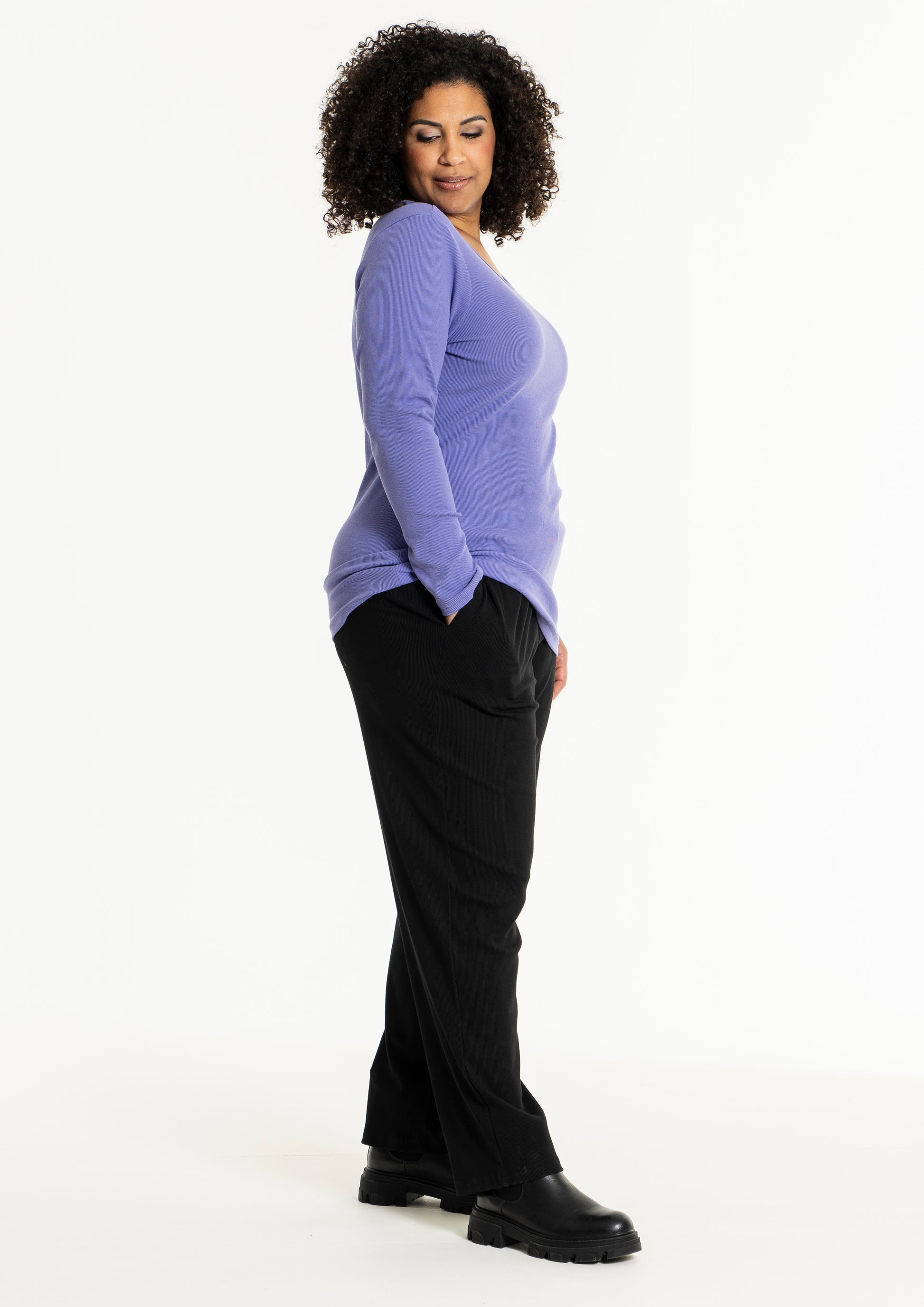 Studio SAlbine Rib staight leg trousers Trousers Black