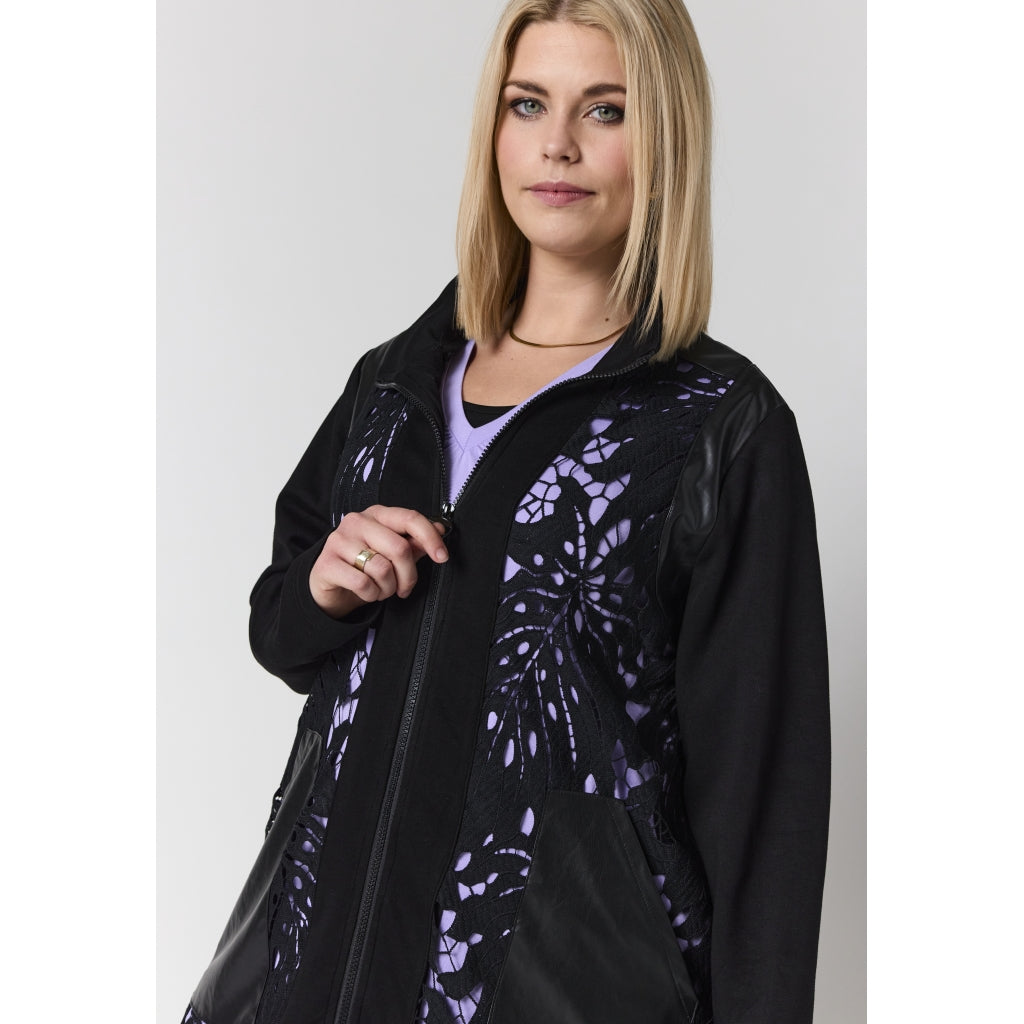 Studio SAmaris cardigan with lace Cardigan Black