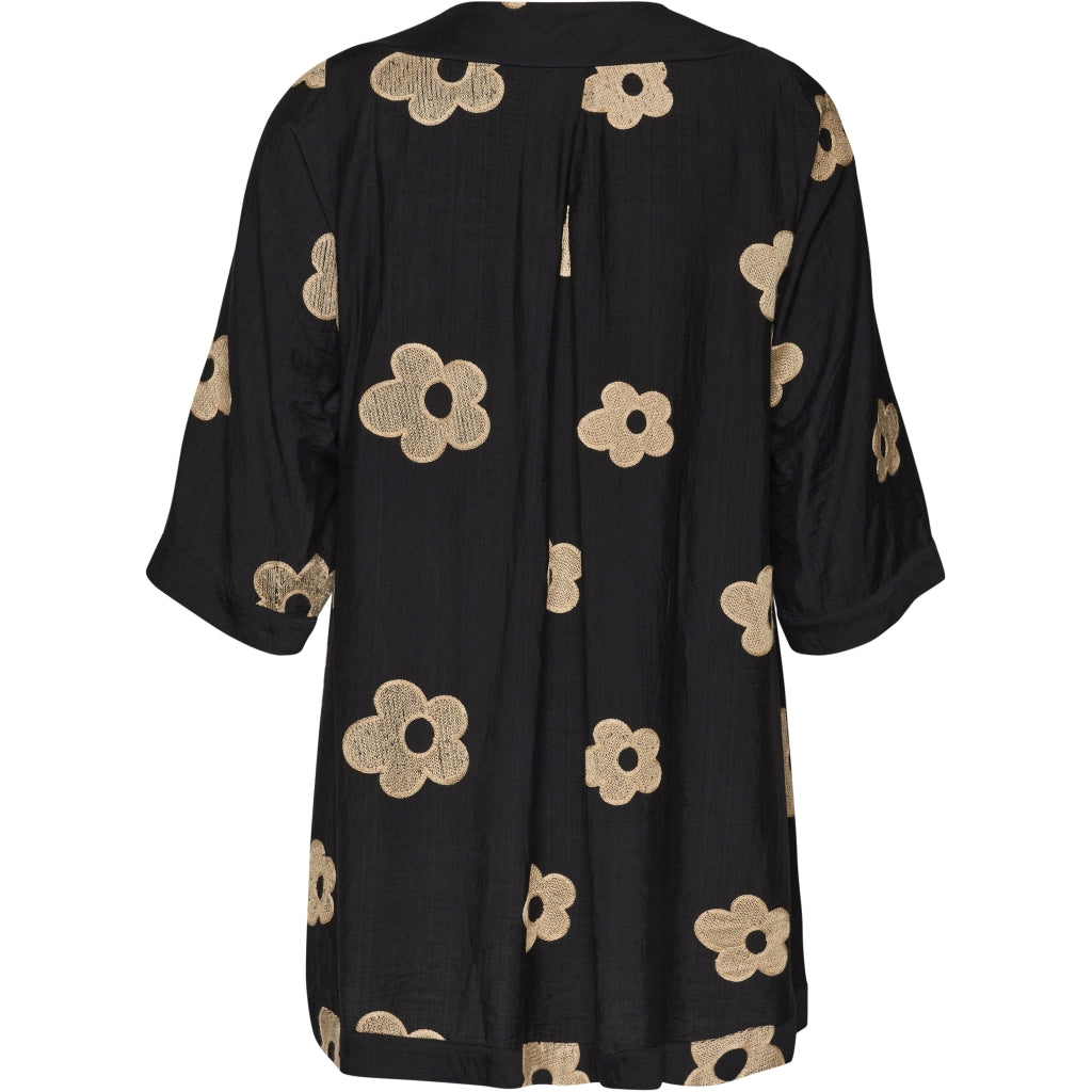 Studio SAnnabelle Tunic Tunic Black with sand flowers