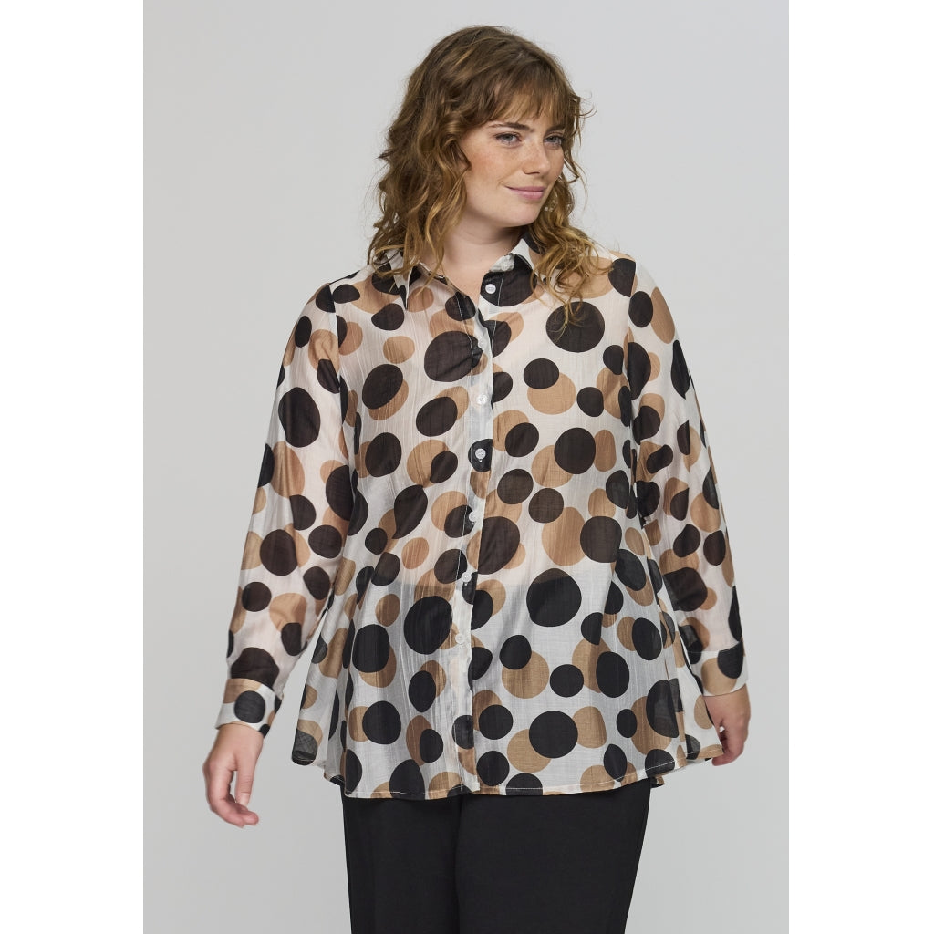 Studio SAnneliese Shirt Shirt White with black/brown dots