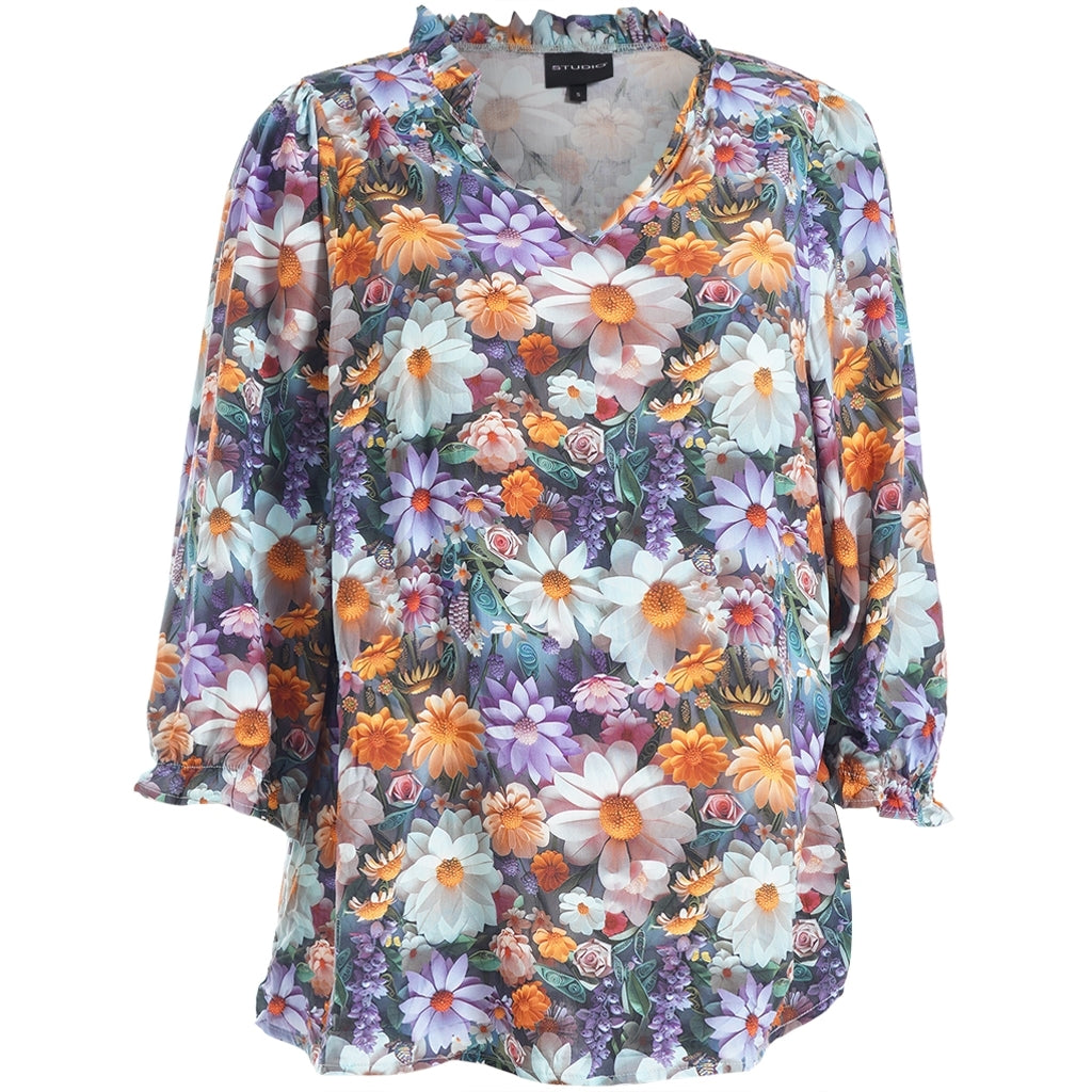 Studio SAslaug Blouse Blouse Purple orange flowers
