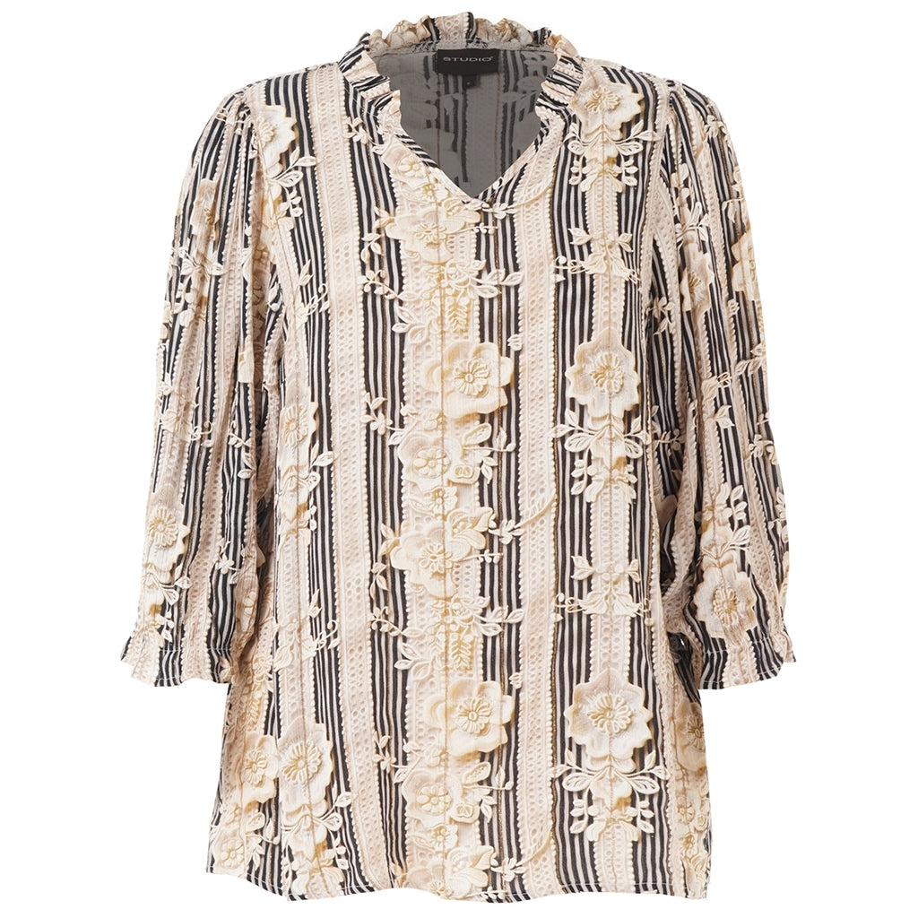 Studio SAslaug Blouse Blouse Sand/black stripes