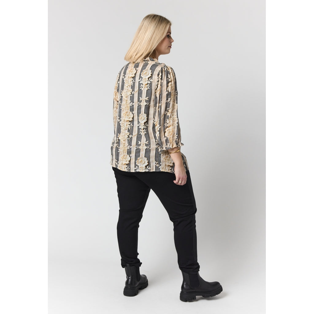 Studio SAslaug Blouse Blouse Sand/black stripes