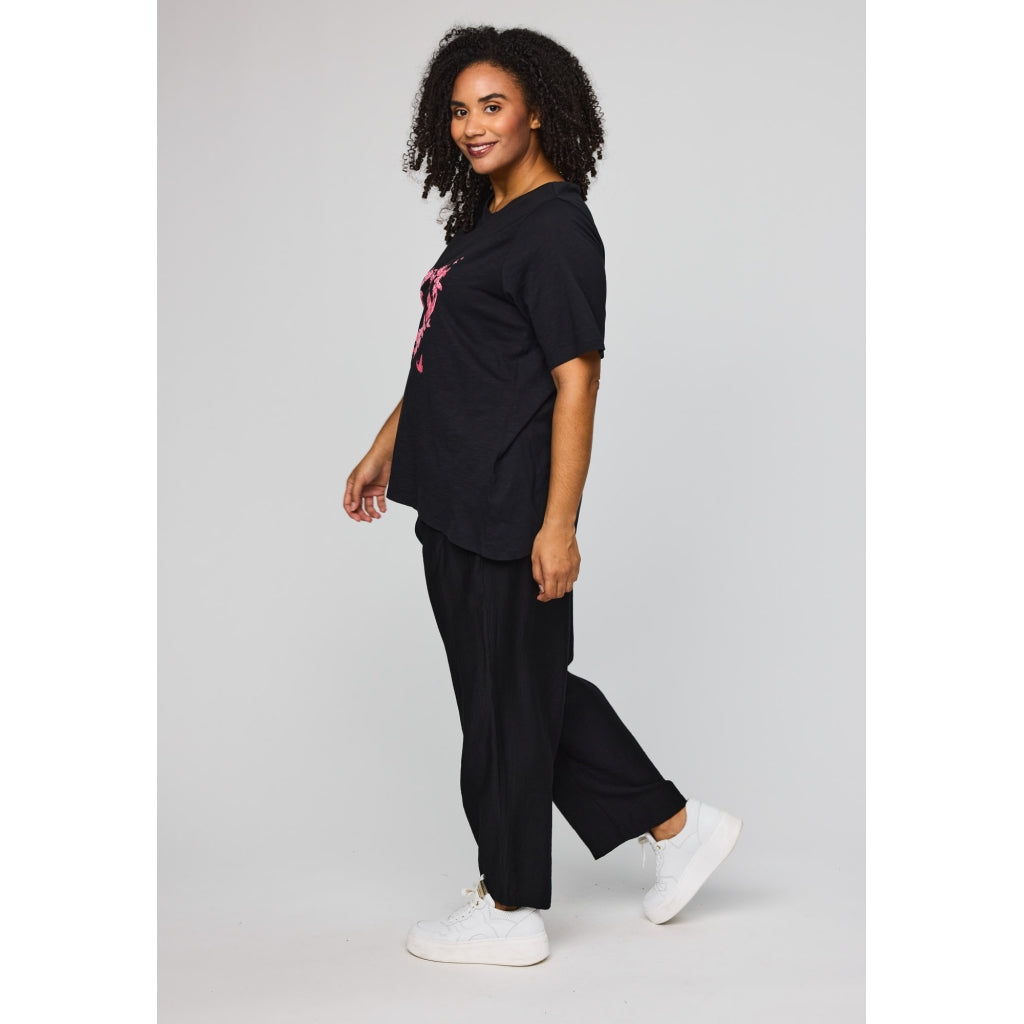 Studio SBella T-Shirt with print T-Shirt Black with pink butterflies