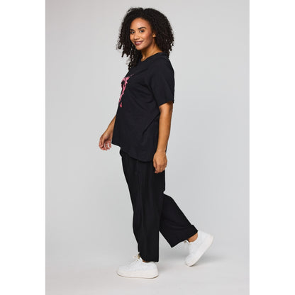 Studio SBella T-Shirt with print T-Shirt Black with pink butterflies