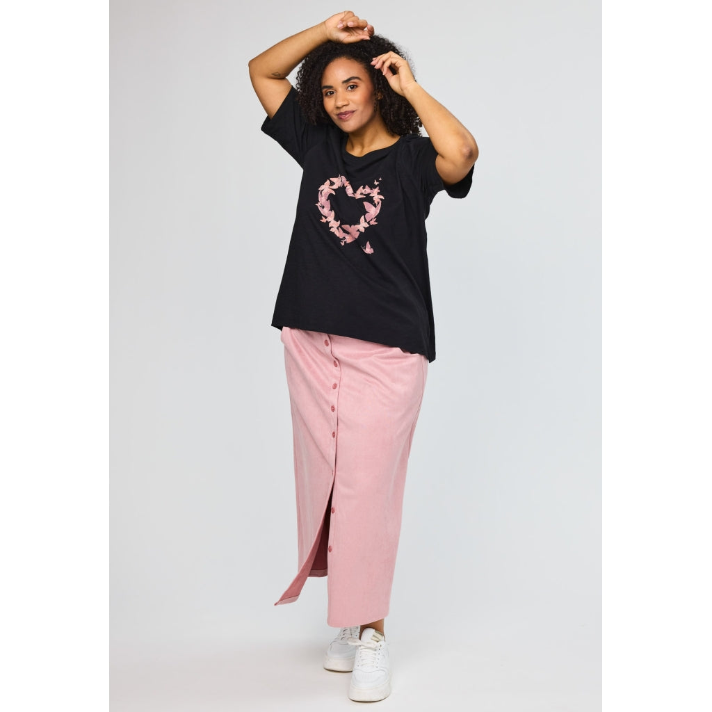 Studio SBella T-Shirt with print T-Shirt Black with rosa butterflies