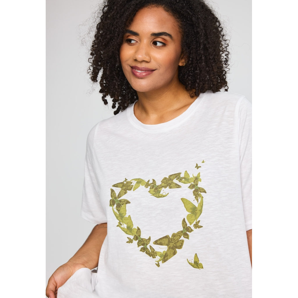 Studio SBella T-Shirt with print T-Shirt White with green butterflies