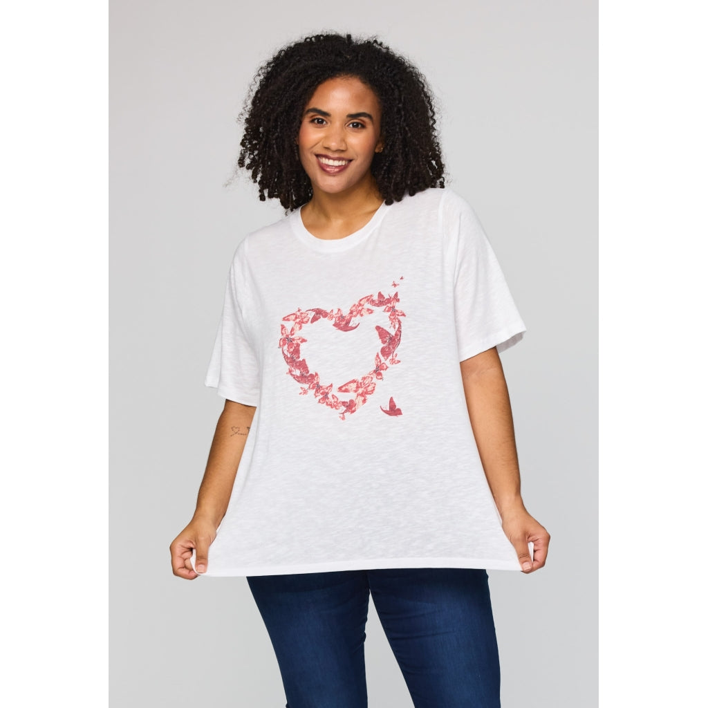 Studio SBella T-Shirt with print T-Shirt White with red butterflies