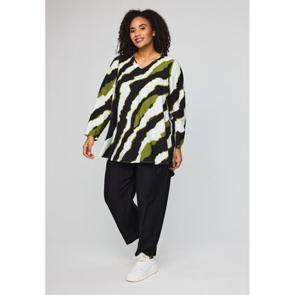 Studio SBerit Blouse Blouse Black with offwhite and green flash