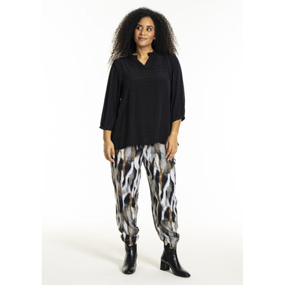 Studio SChristine Trousers WITHOUT elastic in legs Trousers Black with grey/sand skies