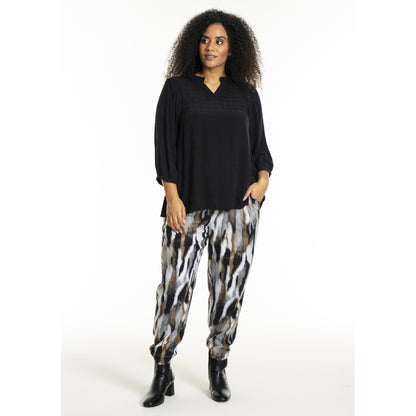 Studio SChristine Trousers WITHOUT elastic in legs Trousers Black with grey/sand skies