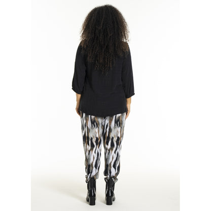 Studio SChristine Trousers WITHOUT elastic in legs Trousers Black with grey/sand skies