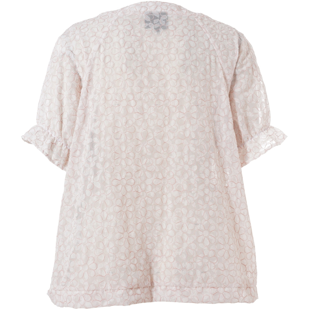 Studio SDasie Blouse Blouse White + pink stitch flower