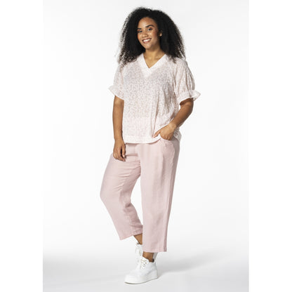 Studio SDasie Blouse Blouse White + pink stitch flower