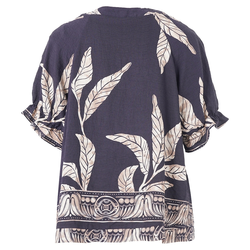 Studio SDasie Blouse Blouse Navy board with sand flowers
