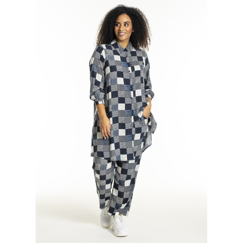Studio SEmilie Shirt Shirt Navy-white checks with print