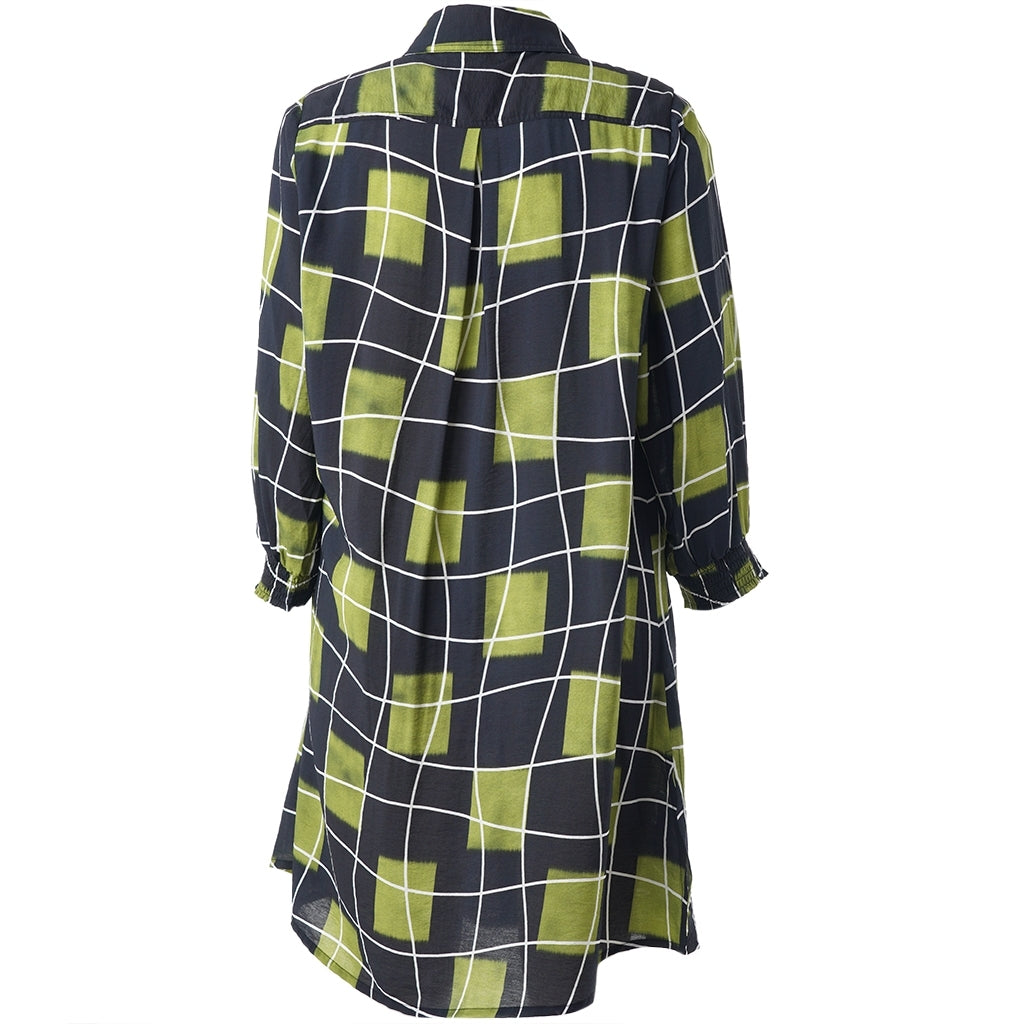 Studio SEmilie Shirt Shirt Black with squares with white lines and green wind