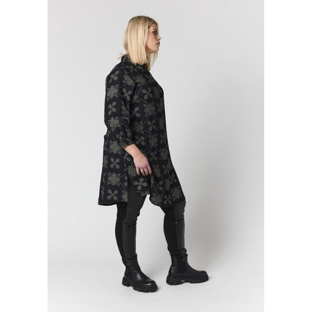 Studio SEmilie Shirt Shirt Black/Grey with white dot flowers
