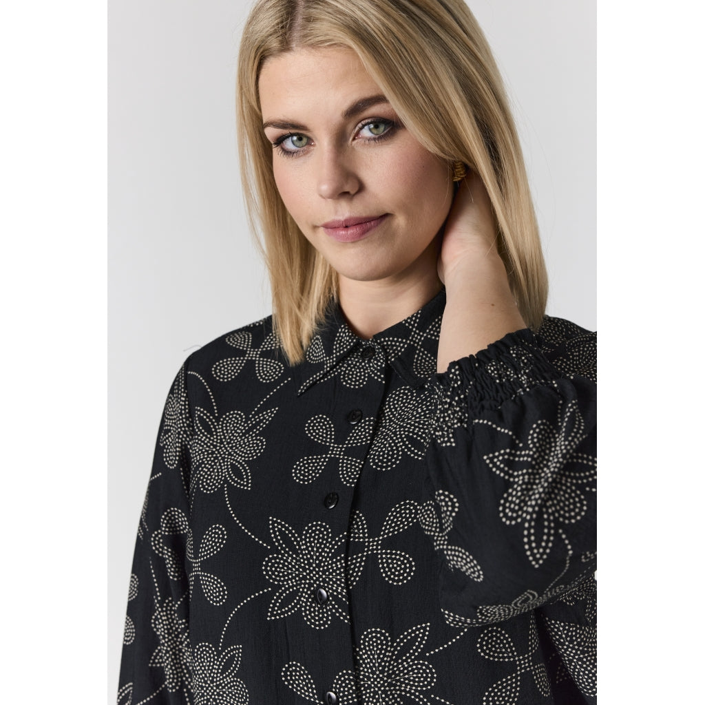 Studio SEmilie Shirt Shirt Black/Grey with white dot flowers