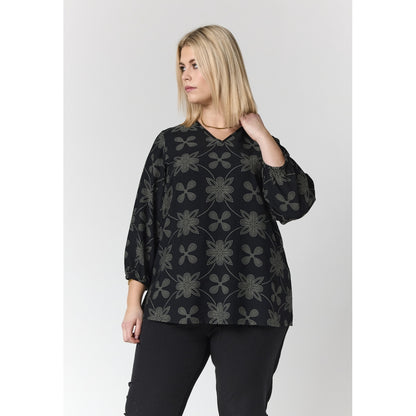 Studio SEmmy Blouse Blouse Black/Grey with white dot flowers