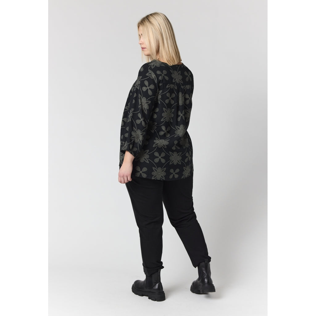 Studio SEmmy Blouse Blouse Black/Grey with white dot flowers
