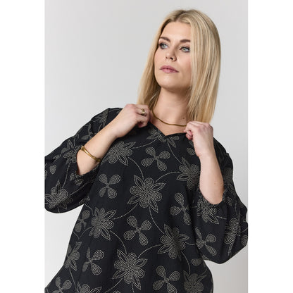 Studio SEmmy Blouse Blouse Black/Grey with white dot flowers
