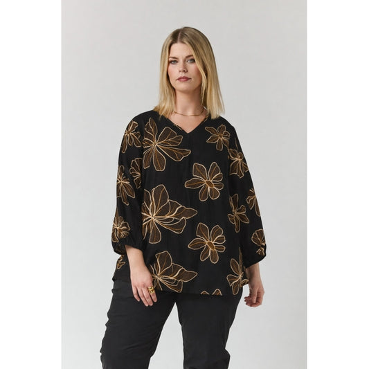 Studio SEmmy Blouse Blouse Black with flower
