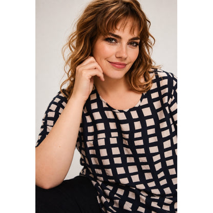 Studio SEsther Blouse Blouse Black with sand checks