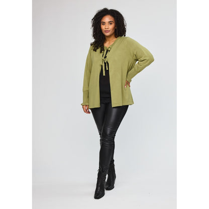 Studio SEva Carigan with tieband Cardigan Green