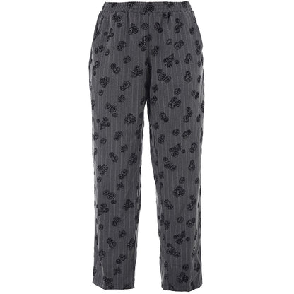 Studio SHala Trousers Trousers Grey with white stripe and black roses