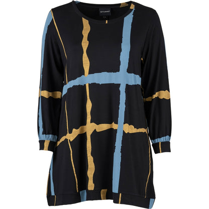 Studio SHellen Tunic Tunic Black with blue and gold stripes