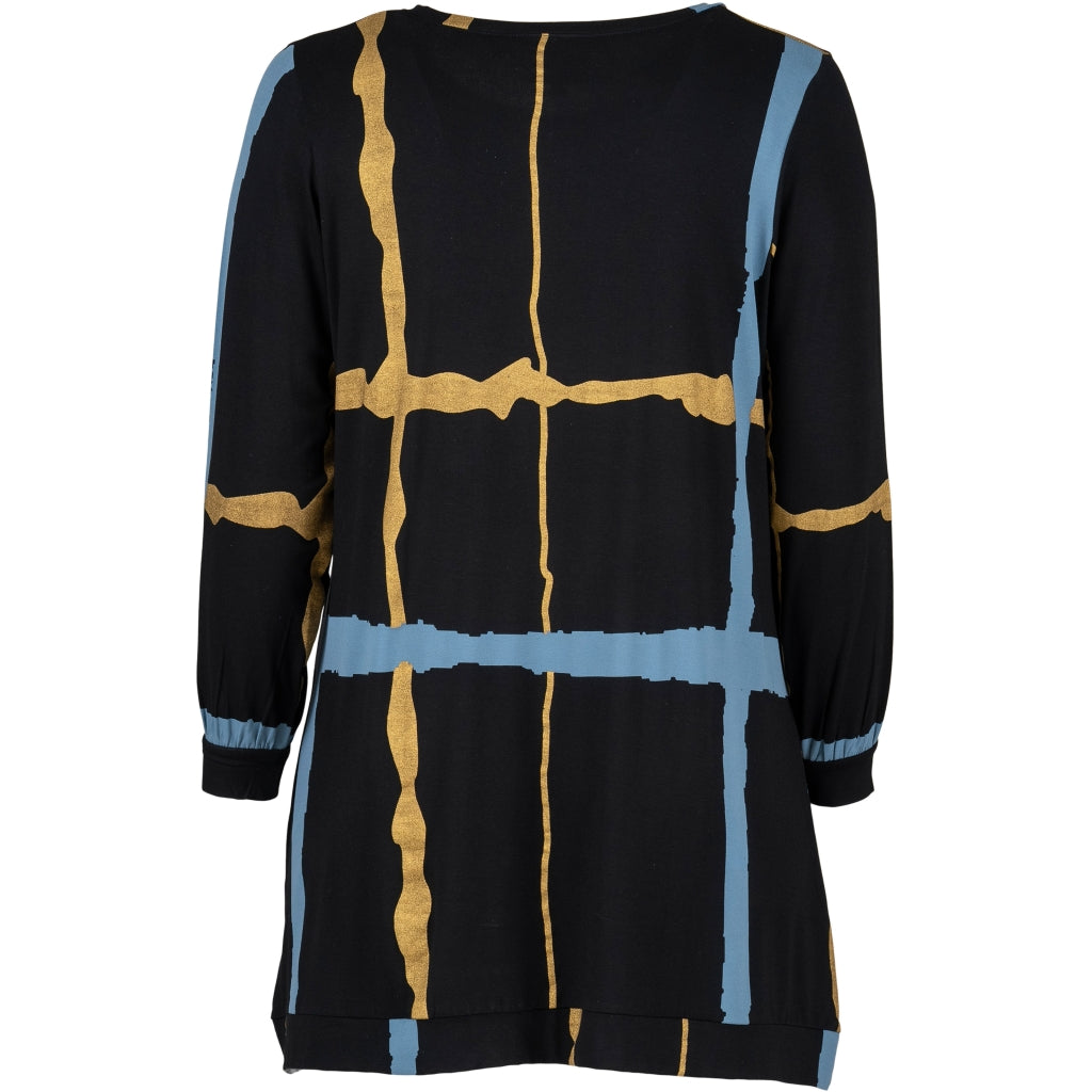 Studio SHellen Tunic Tunic Black with blue and gold stripes