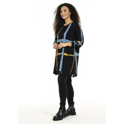 Studio SHellen Tunic Tunic Black with blue and gold stripes