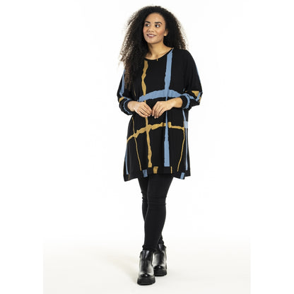 Studio SHellen Tunic Tunic Black with blue and gold stripes