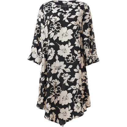 Studio SJuline Tunic Tunic Black with offwhite flower