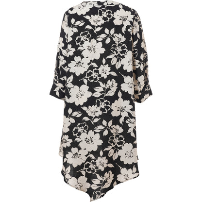 Studio SJuline Tunic Tunic Black with offwhite flower