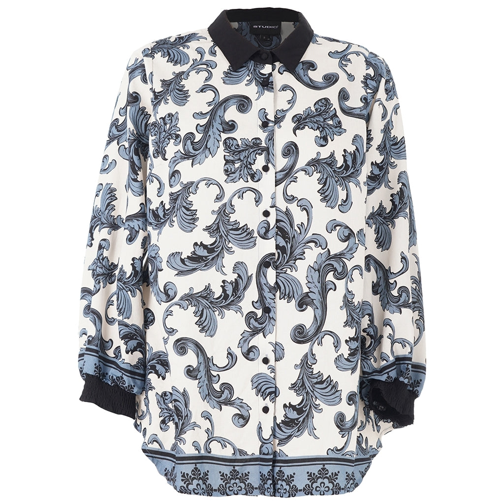 Studio SNicolette Shirt Shirt White with blue black board fabric
