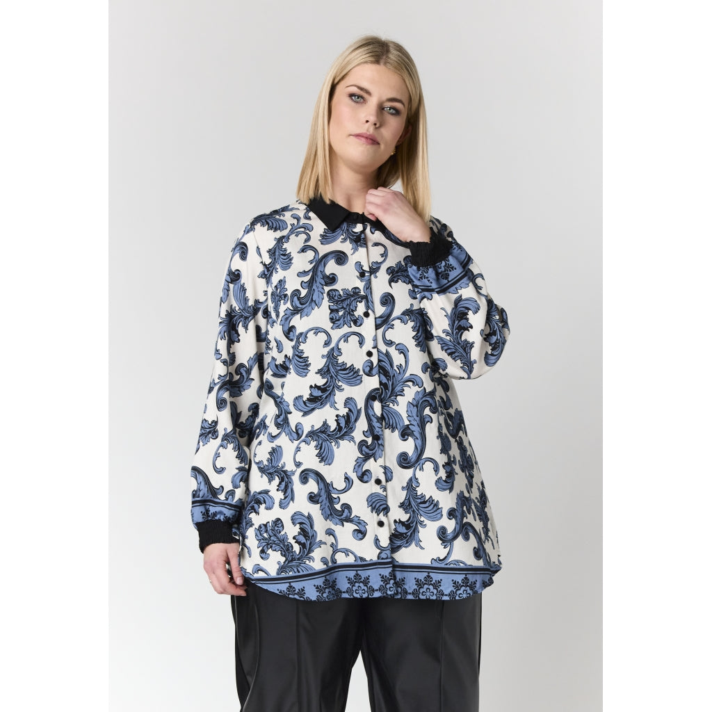 Studio SNicolette Shirt Shirt White with blue black board fabric
