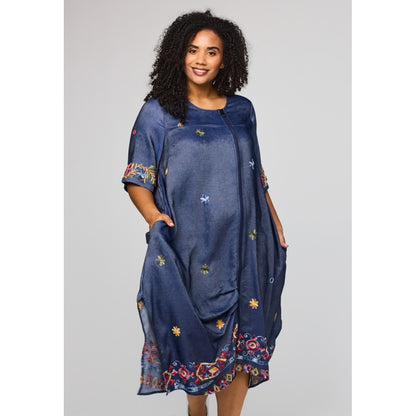 Studio SNoella Dress Dress Blue denim with red embroidery