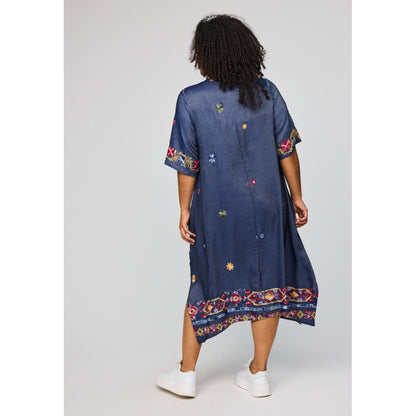 Studio SNoella Dress Dress Blue denim with red embroidery