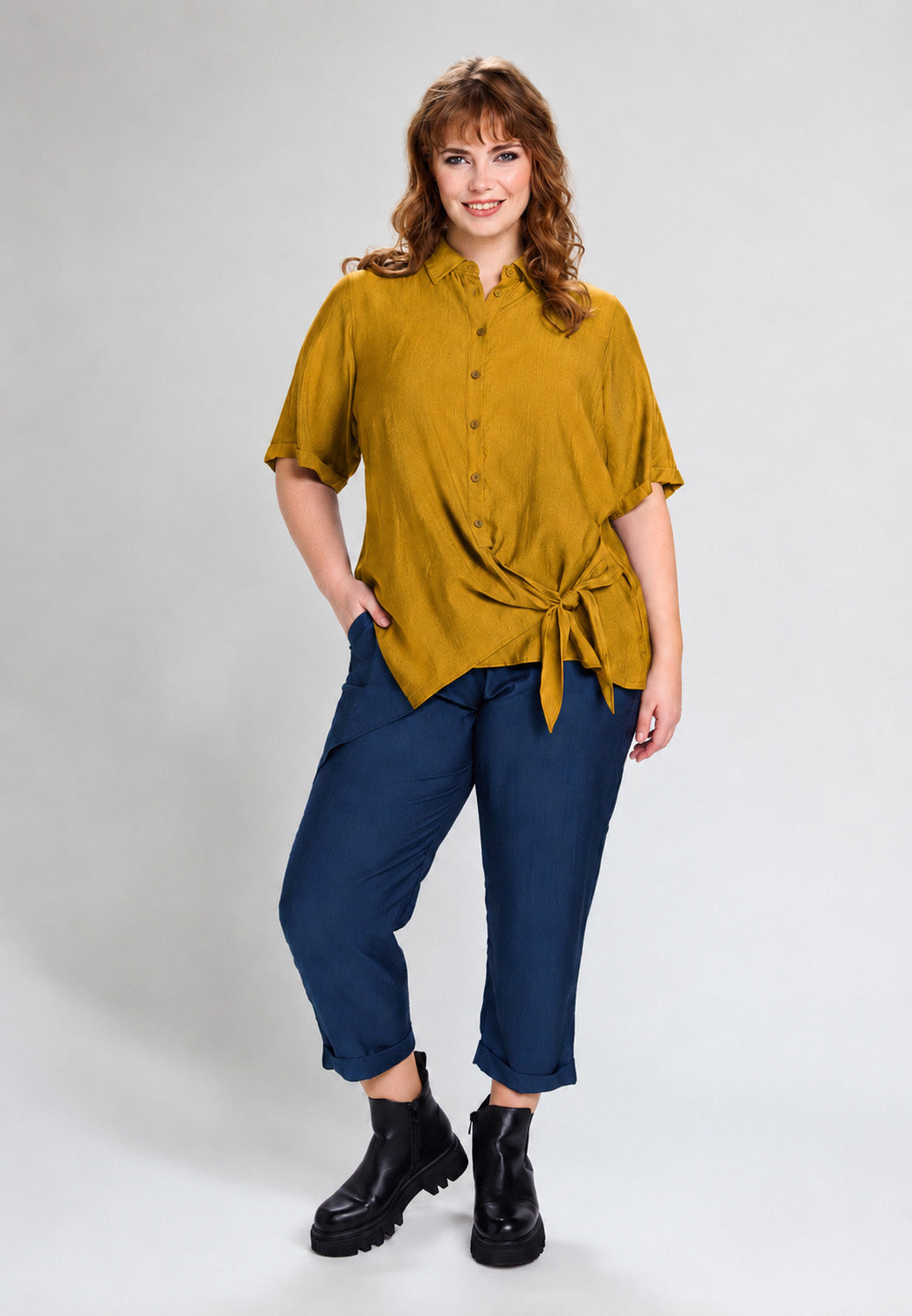 Studio SOda Shirt with knot Shirt Curry