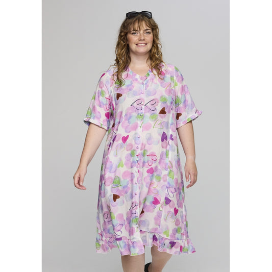 Studio SSally dress Dress White with pink/purple bobles