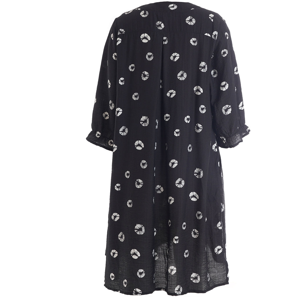 Studio SSaphina Dress with long side zipper Dress Black with circle deco