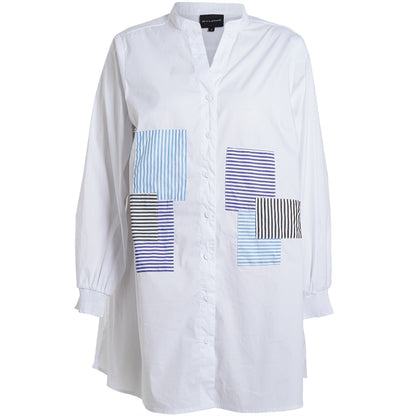 Studio SSvala White shirt with blue striped details Shirt White with blue details