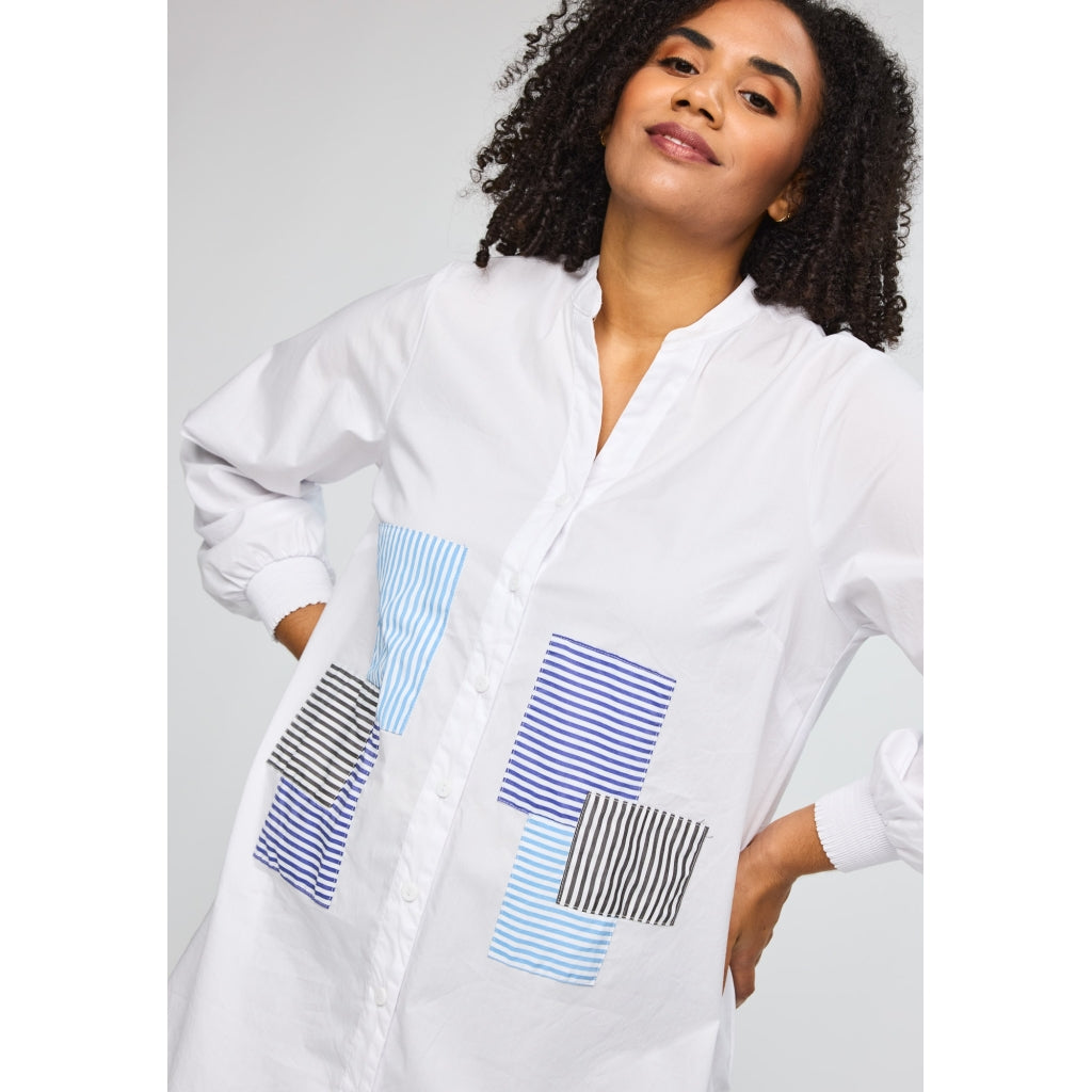 Studio SSvala White shirt with blue striped details Shirt White with blue details