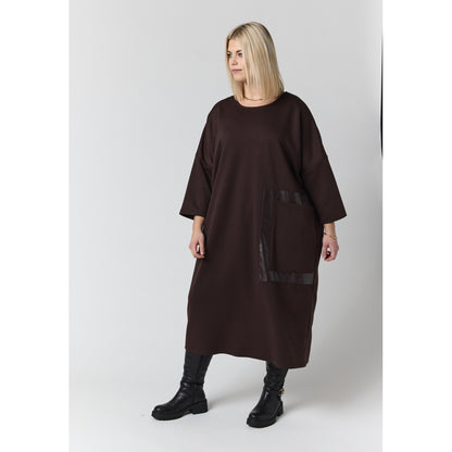 Studio STahlia Dress with leather pocket Dress Brown