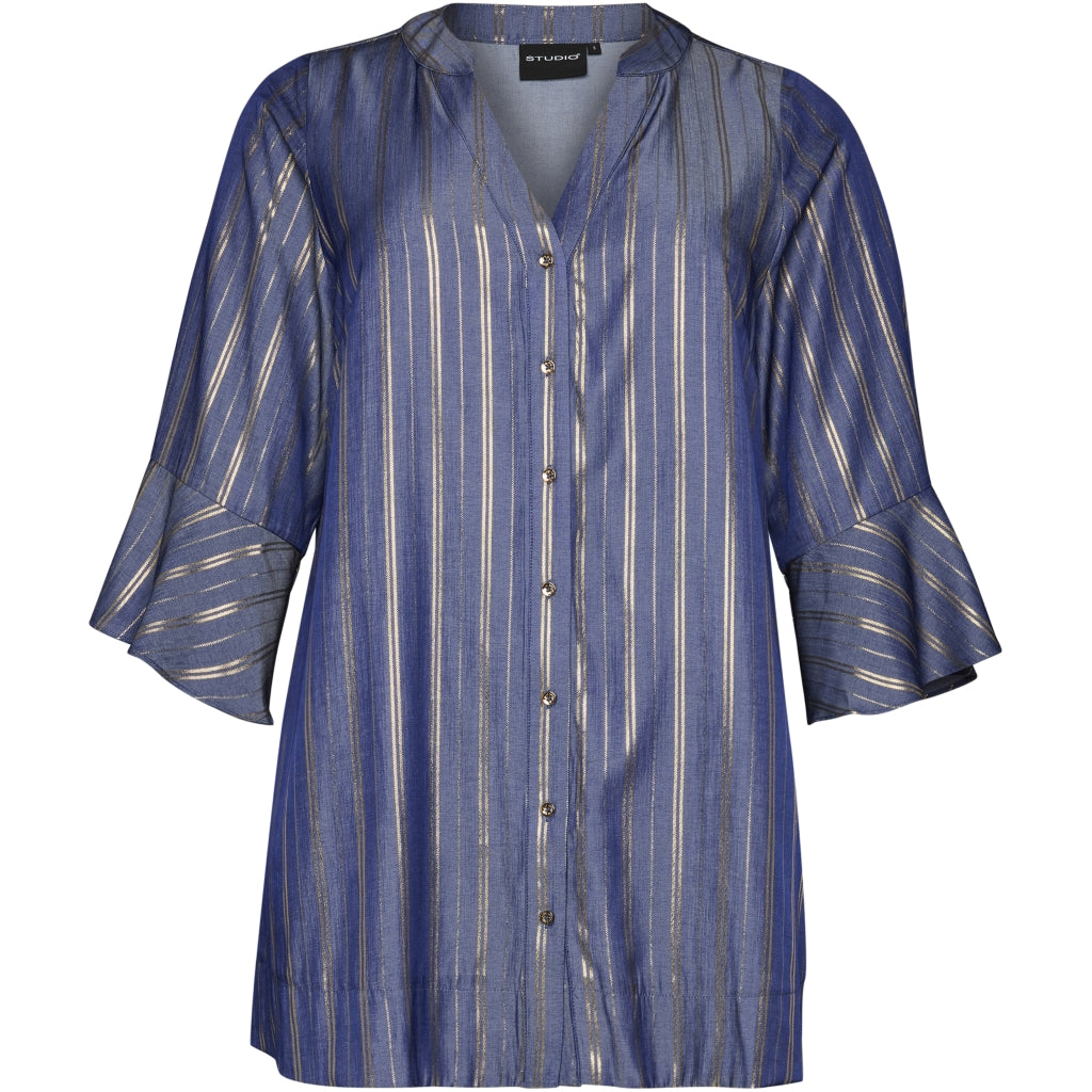Studio STove Shirt with gold stripes Shirt Blue denim with gold stripes