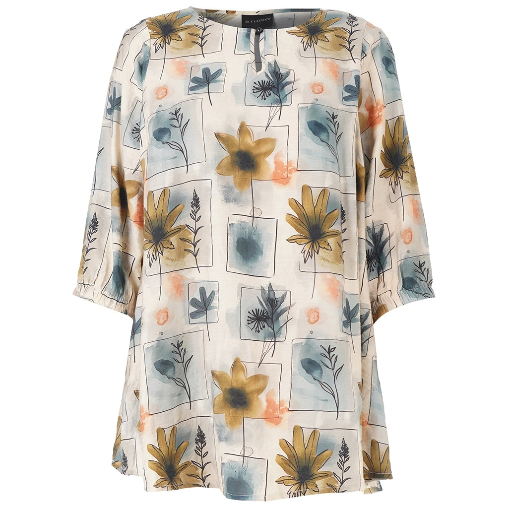Studio SYvonne Tunic Tunic Sand with square details